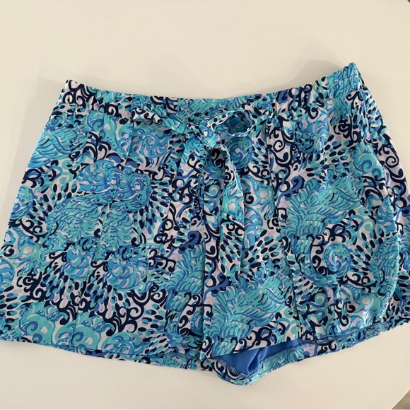 Lilly Pulitzer Mylee Tie Front Light Aqua Spritz Shorts Size 14 - Picture 2 of 8